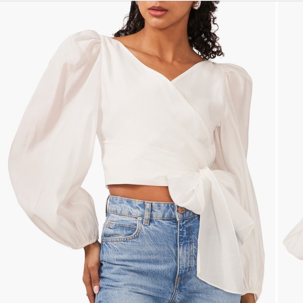 1State Wrap Around Wait Tie Blouse